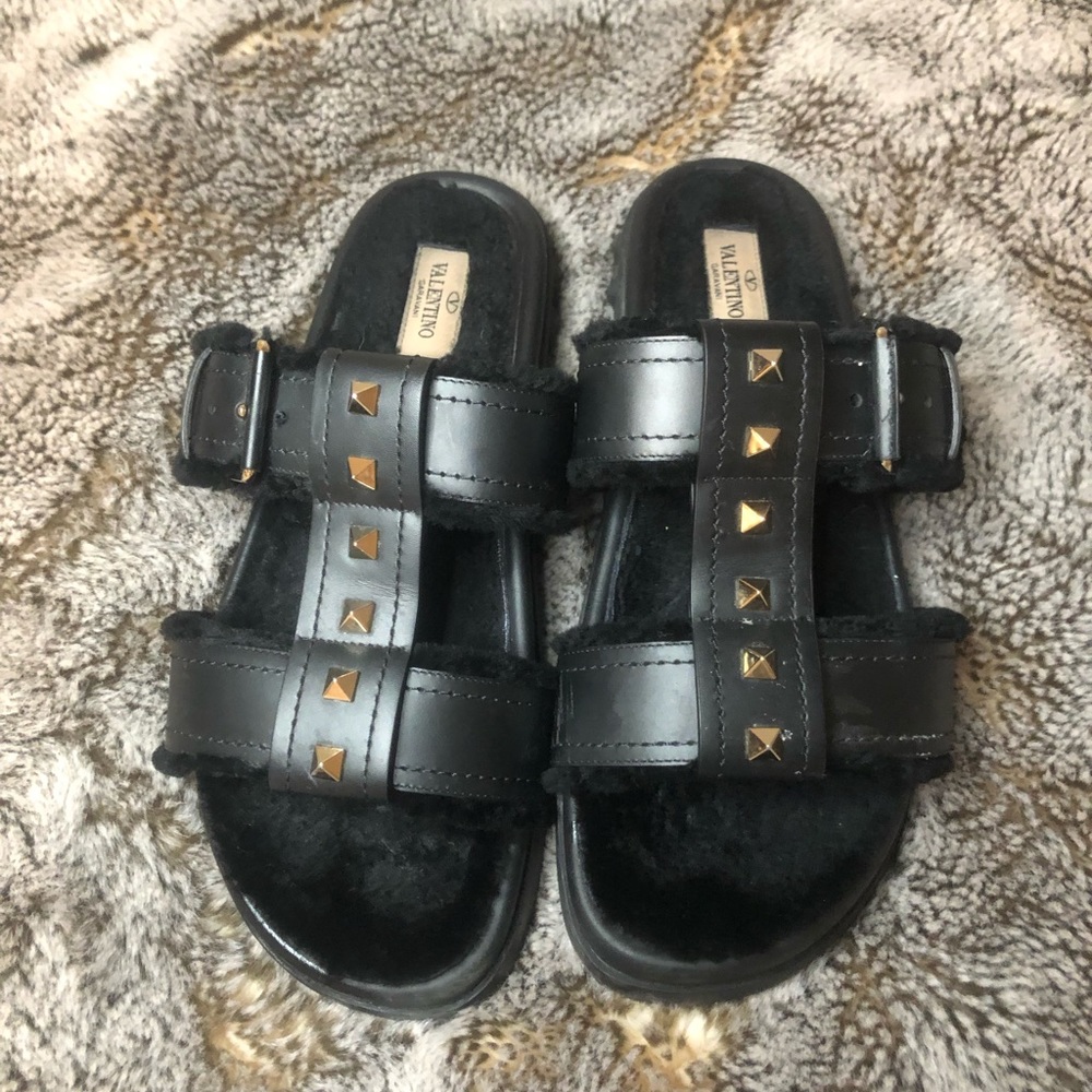 Valentino Fur Slides